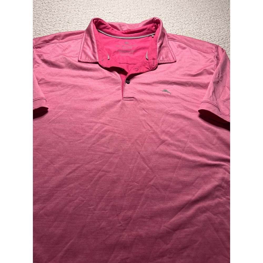 Tommy Bahama Mens XXL Pink Short Sleeve Heathered Performance Golf Polo Shirt